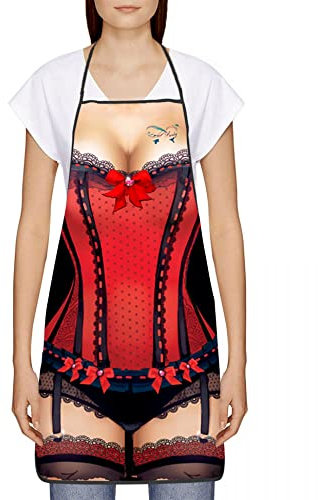 HANERDUN Damen Schürze Kochschürze Küchenschürze mit Taschen Schleife Bowknot Schwarz Gute Qualität Baumwolle Nett Süß für Damen Frauen Kochen Grillen Backen Geschenk Idee