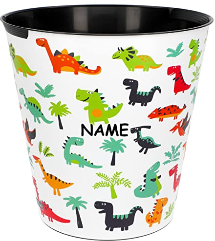 Papierkorb/Mülleimer Modell wählbar 10 Liter - wasserdicht - 28 cm - aus Kunststoff lustige Dinosaurier & Dinos inkl. Name - Eimer - Spielzeugkorb /..