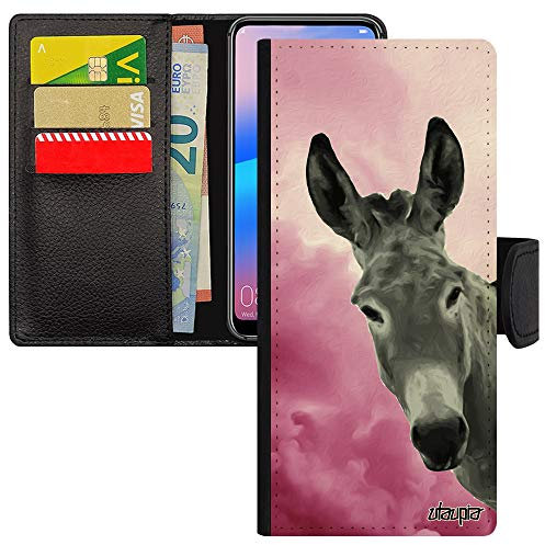 Coque pour Samsung Galaxy M13 Rabat Portefeuille ane Smartphone PU Telephone Pas Cher Rose anesse tetu Caoutchouc Animal bourrique Design