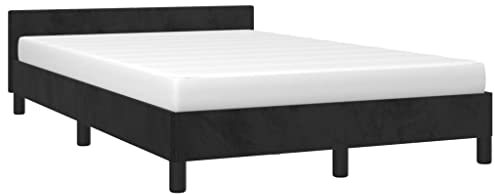 vidaXL Bettgestell mit Kopfteil, Bettrahmen mit Lattenrost, Bett Polsterbett mit Stützbeinen, Schlafzimmerbett Doppelbett, Schwarz 120x200cm Samt