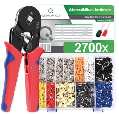 QUADRIOS selbst einstellende Automatik-Crimpzangen-Set, isolierte/unisolierte Aderendhülsen, 2700 Stück