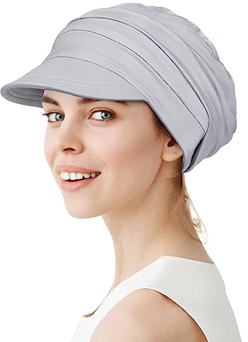 Alnorm Sonnenhut Frauen Sonne Strand Visor Cap UV-Schutz mit breiter Krempe für Strand Hellgrau