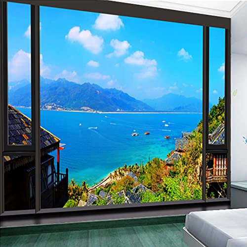 HAN MAN XIU Wallpaper Mural 3D self Adhesive PVC Wallpaper Modern City Architecture Beach Living Room Bedroom Decoration Wall Painting