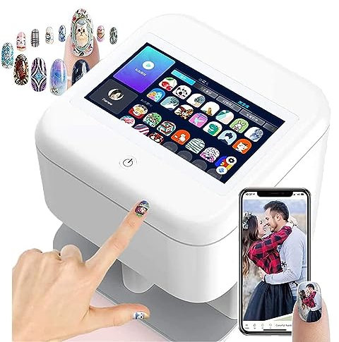 3D Nail Printers Painting Machine, Multi-Function Portable Nail Art Printer Machine, Support WiFi/DIY/USB, AI Recognition