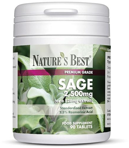 Support Menopause Transition with High-Strength Sage 2500mg, Ideal for Women 50+ in Menopause, Boost Memory and Brain Performance, 90 Vegan Tablets, 1-a-Day, 3 Month's Supply, Made in The UK