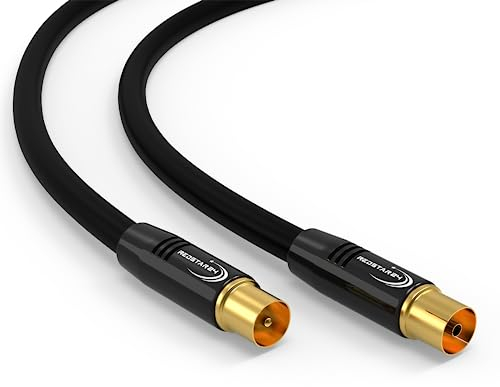 RedStar24 Antennenkabel 15m Schwarz – Stecker zu Buchse Koaxial IEC – Premium HDTV Koaxialkabel für Kabelfernsehen | TV Kabel: Kompatibel mit TV, Radio, DVB-T/T2, DVB-C, DAB