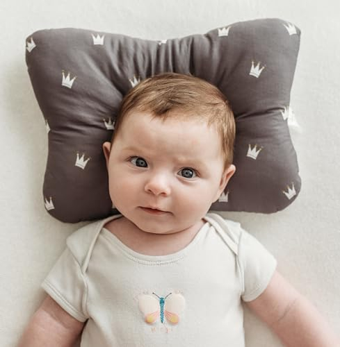 Stork Drop - Almohada de cabeza plana para bebé | Ayuda a apoyar la forma de la cabeza del bebé | Malla de aire 3D transpirable | Algodón natural suave | Completamente lavable | Soporte para la cabeza