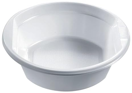 VIRSUS Scodelle Riutilizzabili Bianche 451, capacità 800cc, Diametro 17cm e Altezza 4,8cm, Ciotole Rigide per Cani 100% Riciclabile, Ciotola Fonda per Cibi Caldi e Freddi (50)