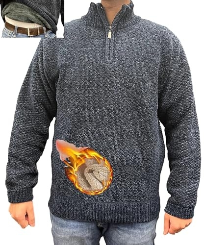 MATINEE - S-6XL - Mens Fleece Thermal Fleece Lined Sweater Cardigans-Plus Sizes
