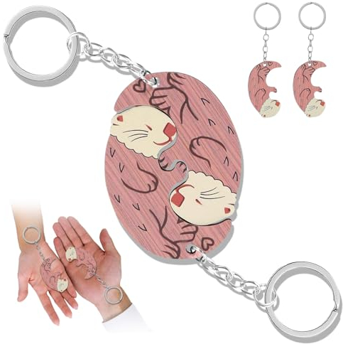 SPERMUOY Liebe schlüsselanhänger Partner geschenke,2 Stück otter schlüsselanhänger partner schlüsselanhänger love,Pärchen Schlüsselanhänger, Schlüsselanhänger liebe