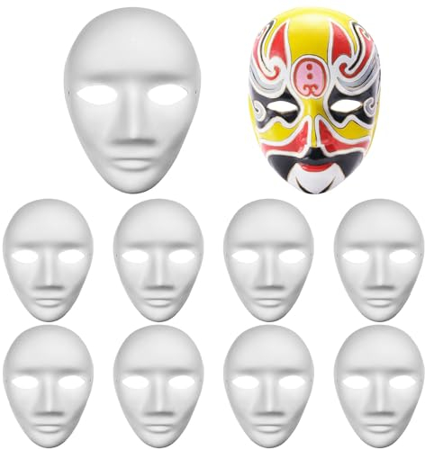 Lovesmile 10 Stücke Masken Basteln, 24x18cm Masken zum Bemalen Kinder, Masken Basteln Geeignet für DIY Kunsthandwerk Theateraufführungen Rollenspiele Kostümpartys Karneval Halloween