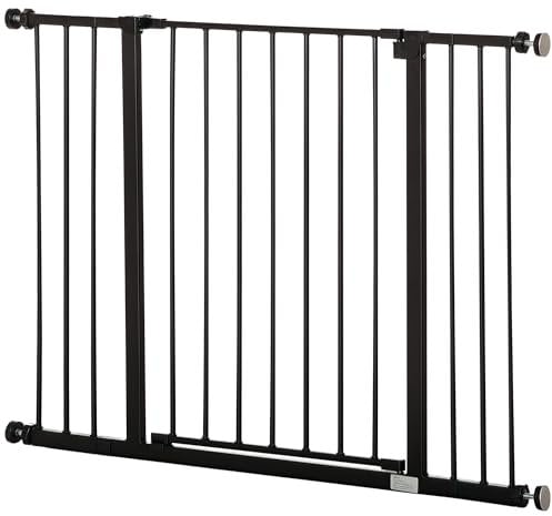 PawHut Cancellino per Cani di Sicurezza Estensibile da 76-107cm Montaggio a Pressione, Metallo e Plastica, Nero
