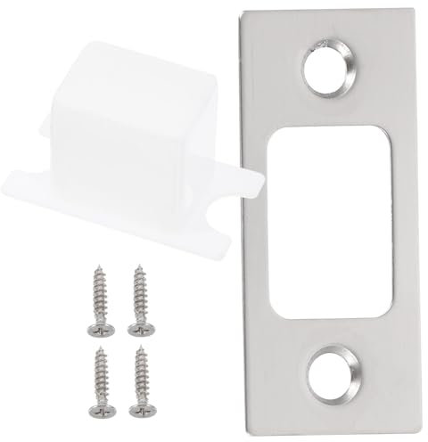 Veemoon 4sets Door Lock Accessories Strike Plates for Interior Doors Stainless Steel Deadbolt Cover Plates Reinforcement and Deadbolt Installation