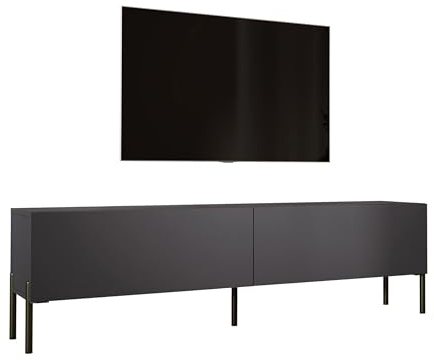 3E 3xE living.com TV- Schrank in Anthrazit mit Beinen in Schwarz, A: B: 170 cm, H: 52 cm, T: 32 cm