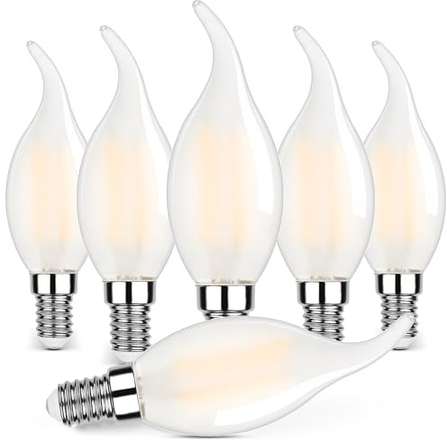 Century Light Dimmbar E14 LED Warmweiss Vintage Glühbirne, 6W(Max.6.5W) 806Lumen Dekoratives Kerzenform Lampe Ersetzt 60 Watt Glühlampen, 2700k Warmweiß für Tägliche Beleuchtung.CRI>80+,6 Stück