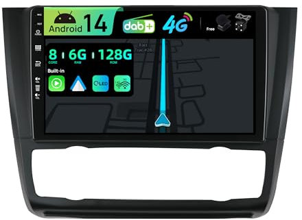 BXLIYER | Eingebaut 4G LTE & DAB | Android 14 Autoradio für BMW 1 Series E81 E82 E87 E88 (2004-2012)| 6G+128G | Carplay Android Auto | Kamera + MIC | SWC | Dual Band WiFi | QLED 9 Zoll | 8-Core 2 Din