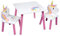 URBNLIVING Kids Wooden Table & 2 Chairs Themed Set Furniture for Play Room Study Desk Toddlers Junior (Unicorn)