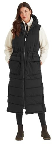TOG24 Welham Womens Long-Length Padded Gilet Extra Long Bodywarmer Water-Repellent Coating (DWR) Wind-Resistant & Warm Toggle Adjusters On Hood & Waist Insulated Filling Made From Recycled Materials