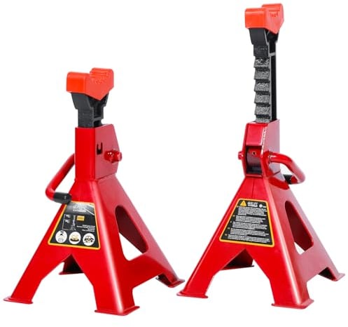 CCLIFE 2X Unterstellböcke 3T Höhenverstellbar in 10 Stufen (28,5-40 cm) unterstellböcke KFZ inkl. Gummiauflage Stützböcke für Auto Unterstellbock Kompatibel mit verschiedenen Auto