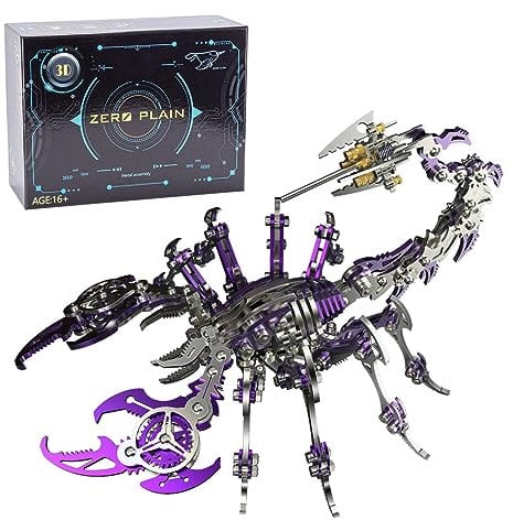 Mious 3D Metal Puzzle Model Kit, 3D Metal Scorpion King DIY Model Kit, DIY Stainless Steel Jigsaw with Tool (200PCS+/Purple)