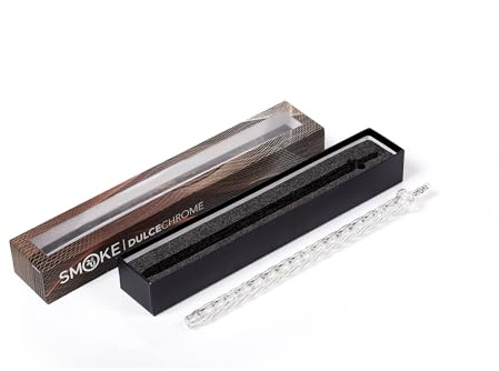 Smoke2U Premium 40 cm Shisha Mundstück Glas Lang | Hochwertiges Wasserpfeifen Glasmundstük | Hookah Shisha Endstück | Hitzeresistent, Federleicht - Dulce Chrome Glänzend