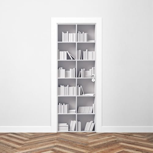 Sticker Porte Bibliothèque Blanche 3D 204 x 73 cm