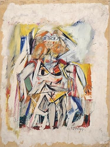 SGFGAD FHYWQ Willem De Kooning Poster Willem De Kooning Drucke Abstrakte Wandkunst Sitzende Frau Bild Aquarell Leinwand Malerei Für Wohnkultur 60x90cm Ungerahmt