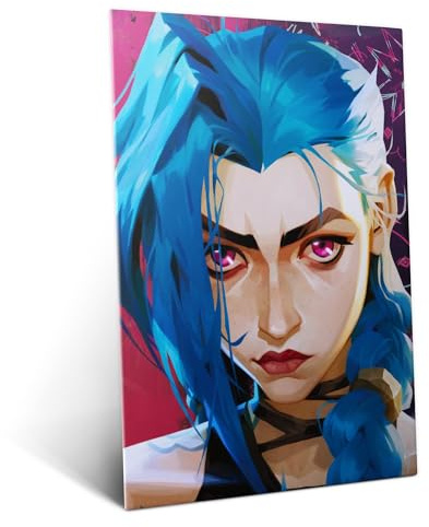 Displate Offiziell Arcane MetallPoster Magnetische Befestigung Inklusive Lizenziert Bilder Hochwertiges Poster Close up Jinx Poster 45 cm x 32 cm