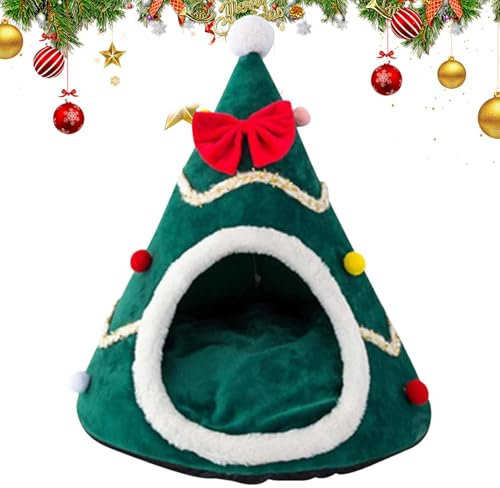 Doiyislem Árbol de Navidad para gatos, cueva para gatos de Navidad, de invierno para perros pequeños y animales pequeños