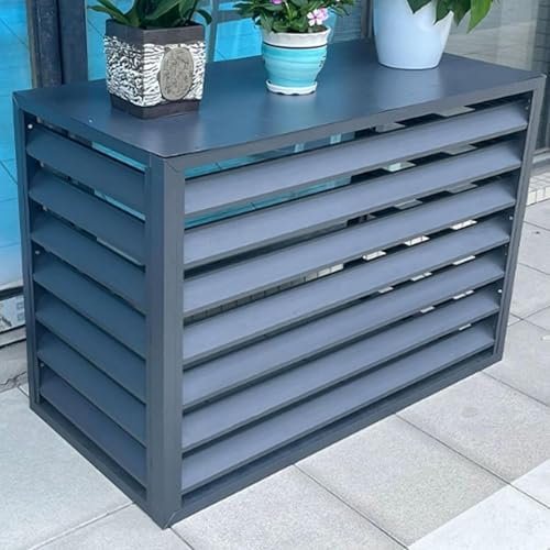 LKPMGOA Abdeckung Klimaanlage Außengerät Sichtschutzzaun, Klimaanlage Abdeckung Aluminium, Sichtschutzzaun, Regaldekorationsständer, Rost- und Wetterbeständig(Grey,100cm)