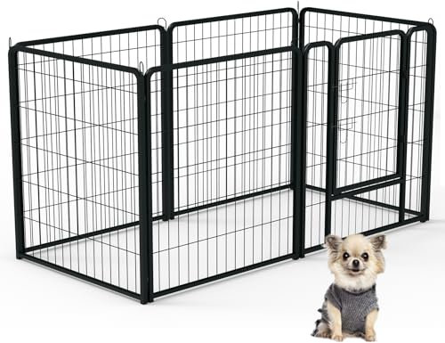 UISEBRT Welpenlaufstall Freilaufgehege Welpenauslauf mit Tür Laufstall Hunde Flexibel Faltbare Freigehege für Hund Katze Welpe Kaninchen (je 80 x 80 cm, 6 Stück)