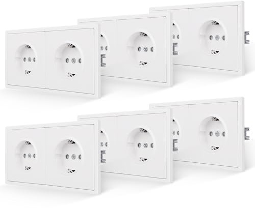 JIMEIDA 6 PCS Steckdose Weiß Matt Unterputz Glattes Hautgefühl mit Steckklemme Steckdose Wandsteckdose
