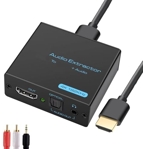 4K HDTV Sound Extractor Digital Sound Converter Left Right 3.5mm Adapter for HDTV Gaming Consoles Extractor