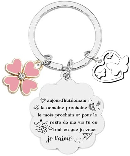 QTZXZX Cadeau Couple Porte Clé Saint Valentin Homme Femme Idee Cadeau Couple Original Anniversaire Homme Femme Personnalisée Porte-clés en forme de cœur Porte-clés pour partenaire