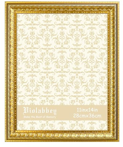 VIOLABBEY Bilderrahmen 28x36 cm Gold, Vintage-Fotorahmen
