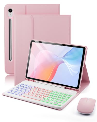 Pour Samsung Galaxy Tab S10 Lite/S10 FE (2025)/S9 FE/S9 (2023)/Tab S8 (2022)/Tab S7 (2020) 10.9-11Pouces Coque Étui Avec Bluetooth Français (AZERTY) Clavier Rétroéclairé Souris Backlight Keyboard Case