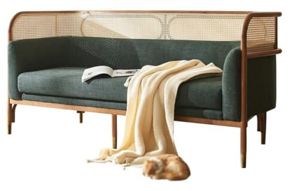 Wabi-sabi Holz Rattan Sofa Dreisitzer Couchtisch Doppelsofa Freizeit Stuhl (L)