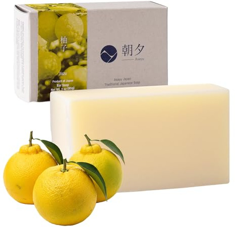 Asayu Japan Seife - Yuzu - 1 Stück, 85 g | Natürliche Körperseife mit belebendem Yuzu-Duft | Für Männer & Frauen, sanft zur Haut, traditionelle japanische Pflege