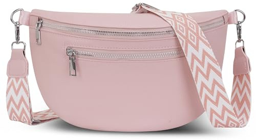 Bauchtasche Damen Umhängetasche Veganes Leder Crossbody Bag Brusttasche | Handtasche Gürteltasche mit Verstellbar Abnehmbar Breiter Gurt