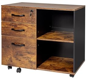Relaxdays Rollcontainer, 3 Schubladen, 2 Fächer, Hängeregister, HxBxT: 66 x 80 x 40 cm, abschließbar, Büro, Farbwahl