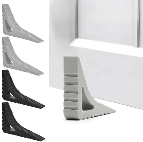 AMONENZ 4 Pièces Cale Porte Sol, Triangle Cale Porte Caoutchouc, Antidérapant Arrêts de Porte pour Sol, Bloc Portes Securite Caoutchouc Sans Outil, pour Maison, L'hôtel, Bureau