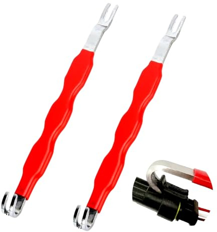 Automotive Electrical Connectors Terminal Removal Tool, 2Pcs Terminal Removal Tools Plug Connector Disconnect Tool Universal Electrical Tools for Vehicle Plugs Ignition Wires Engine Bay Workshop Techs