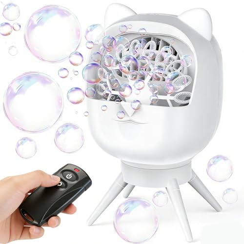 Machine à bulles automatique avec télécommande, pour enfants, 38 000 bulles/min, avec batterie de 1800 mAh, convient pour mariage, anniversaire, scène, fête