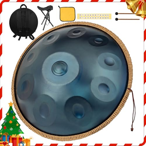 Handpan Instrument Handpan 10 Töne 440 Hz D Minor Hand Pan Music 22 Zoll (55 cm), Steeldrum Generates Meditation Sounds with Steel Drum, Ideal Hand pan Instrument for Beginners