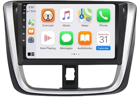 Autoradio Autoradio Lettore Radio per Toyota Vios Yaris L 2016-2019 9 Pollici Android 15 Lettore Multimediale per Auto Am Fm Commandes Au Volant Per, 8 core 4G+64G
