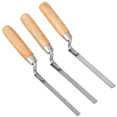 3 Pcs Tuck Pointing Trowel Set with Wood Handle, 1/4, 3/8, 1/2 Professional Pointing Tool for Brickwork, Mortar Repair and Patio Slabs Repointing