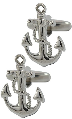 COLLAR AND CUFFS LONDON Manschettenknöpfe Herren Anker - Mit Box - Schiffsanker - Langlebiges Messing - Silber Farbe - Yacht Maritim Boot Segeln Matrose Marine - EIN Paar