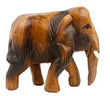 Kunsthandwerk Asien 1 Elefant laufend, Holz-Elefant, Höhe:9 cm