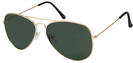 La Optica B.L.M. Sonnenbrille Herren Damen UV400 Retro Pilotenbrille Vintage Fliegerbrille 70er Jahre Groß - Gold Farben (Gläser: Grün Klassisch)
