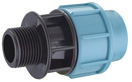 EXCOLO Original PP-Verbinder für 40 mm PE-Rohr Verschraubung Winkel Kupplung Endkappe Verbund Fitting Fittings Formteil (Adapter 40mm x 1 Außen)